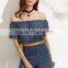 Two-piece-outfits latest fashion design women clothing Navy Off The Shoulder Crop Blouse With Shorts
