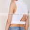 2015 Ladies new design white cotton woven shirt woman sleeveless crop top