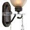 mass production outdoor decor wall sconce with crystal drop with uplight glass lamp shade