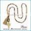 Christmas hot gift fashion synthetic gemstone tassel necklace with jesus cross