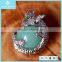 Fashion Natural Crystal Agate Silver Dragon Holding Goldstone Pendant Jewellery