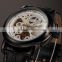 Kronen & Sohne White Skeleton Dial Analog Black Leather Band Men's Fashion Wrist Watch