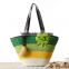Knitted Summer flower Bohemia fashion women color stripes shoulder beach big tote bags
