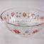 flower Decal printing set of 5 pcs glass salad bowl with pink plastic lids