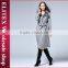 2015 European Design Gray woman long overcoat with belt