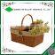 Handled rectangular natural wicker hamper box with liner