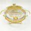 2L glass hot food warmer round silver chafing dish