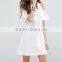 Fashion Women Lace Insert Shift Dress Cold Shoulder A-line Mini Dress Female Vestidos