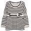 Shenzhen Winner clothing fashion knitting3/4 sleeve black white stipe t-shirt manufacturer