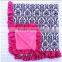 2016 chinese product and wholesale rand cotton and velvet baby blanket with satin ruffle for baby kids
