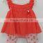 Baby Girls Red Dress With Printed Knit Shorts 2 Pcs Suits for Summer