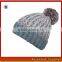 High Quality Hand-knitted Winter Cap Thick Knitting Wool Beanie Hat With Pom Pom