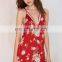 china OEM sexy flower girl dress patterns red girls floral print dress