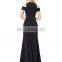 Kate Kasin Full-Length Cap Sleeve Long Black High Split Prom Dress KK001017-1