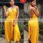 European and American Women's Summer New Fashion Temperament Solid Color Sling Backless Loose Jumpsuit