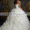Luxury Ivory Ruffled Organza Lace Bodice Beaded Ball Gown Wedding Dress