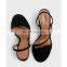 Women latest design asymmetric strap stretchable sling back with ankle wedges heel sandals shoes
