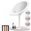 Top selling round shape design makeup vanity set mirrored high quality household white pink beauty table LED touch makeup mirror