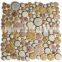 Flambed glazed penny round ceramic pebble mosaic tile