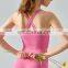 Custom Logo Sexy Long Line Crop Top V Neck Button Cross Back Sports Fitness Yoga Bra Women Workout Gym Running Wear Clothing