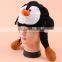 plush animal hat/adult animal winter hats/plush penguin hat
