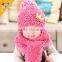 High Quality Fashion Korean Golden Crown Applique Knitted Kids Baby Hat Scarf Set