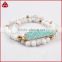 Women's Double Row Frosted Black Agate Bead & Gold Beaded Stretch Bracelet From China Gemstone Factory