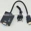 Whosesale hdmi to vga hdmi to vga and audio adapter for PC DVD HDTV