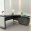 Glass table Office L shaped Executive Desk (HX-GL001)