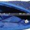 Cheap Dark Blue Polyester Quilted Pouch Style Small Cosmetic Bag with Zipper Distributor