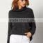 Sweaters fashion women Tops Grey High Neck Sweater