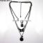 Exaggerated punk multi layer black bead butterfly chains necklace