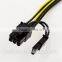 High Quality PCI-E 6Pin Male to PCI-E 6+2Pin Male PCI-E Power Supply Cable 16AWG 60cm