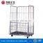 Heavy Duty Foldable Portable Wire Stackable and Galvanized Container 4 sides Rolling Cage Cart