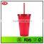 wholesale bpa free plastic 16oz double wall mug with straw