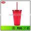 Wholesale Bpa Free Plastic 16oz Double Wall Mug With Straw