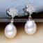 latest design of pearl earrings,fancy pearl inset dangling pearl earrings