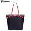 custom 600d polyester canvas tote bag shoulder bag leather handle wholesale