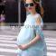 AboveKnee Chiffon O-neck Maternity Dresses for Pregnant Woman Summer