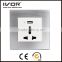 2016 new design IVOR aluminum Muti-function electrical switch socket , wall switch and socket , one gang two way light socket