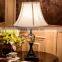 Silver electroplate metal K9 clear crystal lamp body table lamp with fabric lampshade