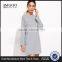 Grey Drop Shoulder Tee Dress With Pockets Cotton Spandex Long Sleeve Casual Plain Sweatshirt Tee Dress