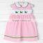 2017 Spring New Arrive Little Girls Easter Clothes Smocked Whale Collared Jummper Pink Gingham Dress