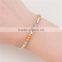 Light Beige Terylene Cord Gold Plated Copper Morse Code " FAMILY " Bracelets