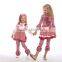 Latest girl ruffle outfits fashion printed prom girls ruffle raglan pants set