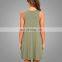 Simple Design Loose Fit Summer Vest Army Green Sexy Sundress For Woman