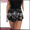 2017 New Arrival Summer Custom Latest Design Black Casual Floral Printed Women Shorts