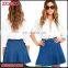 Newly Fashion Ladies Short Skirts High Banded Waist Back-Stitched Hem Wash Denim Mini Skirt