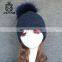 Funny knit winter hats 100% Acrylic Knit Beanie Pompom Fur Hat