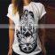 2017Spring and summer fashion loose tshirt color printed cotton shirt girls shirts